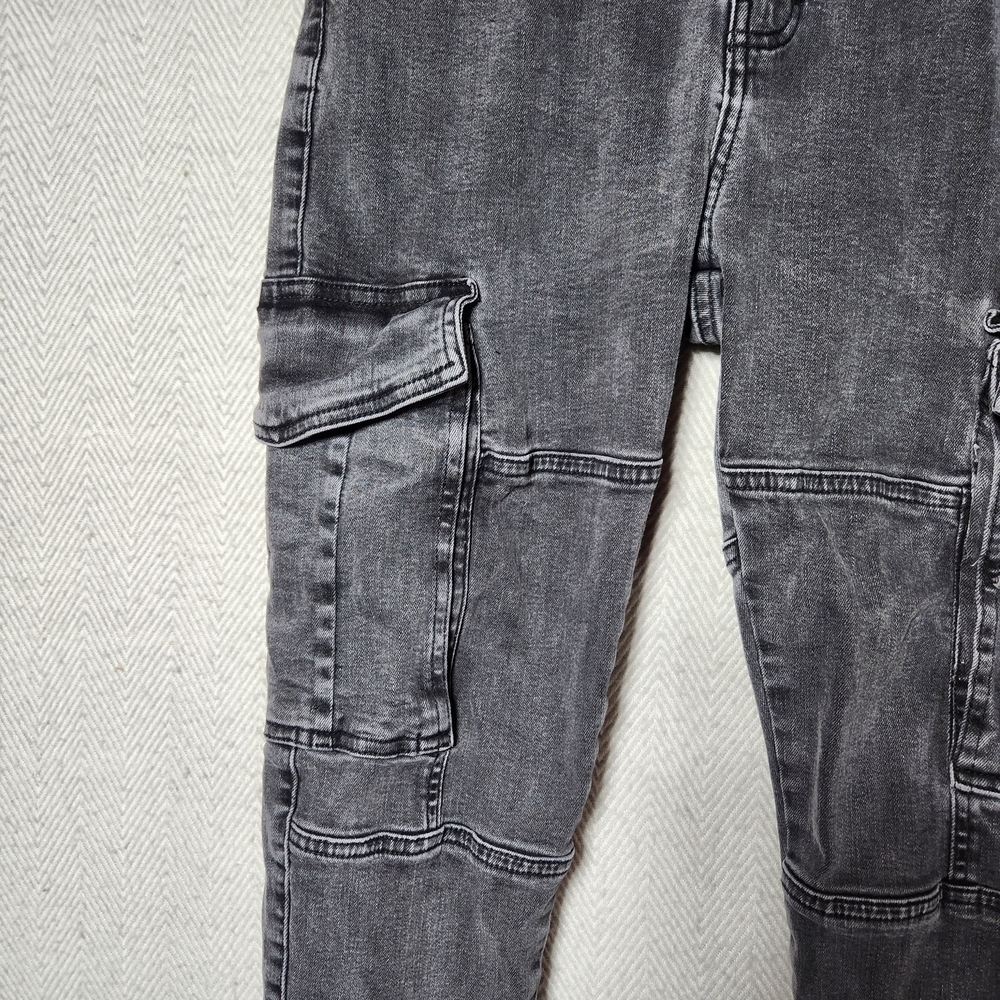 Zara Womens 36 Distressed Black/Gray Cargo Jeans Ankle Zip - Picture 7 of 9